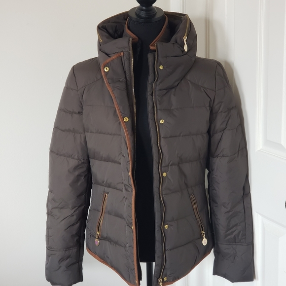 Dex Jackets & Blazers - Dex. Faux Leather Trim Short Puffer Coat